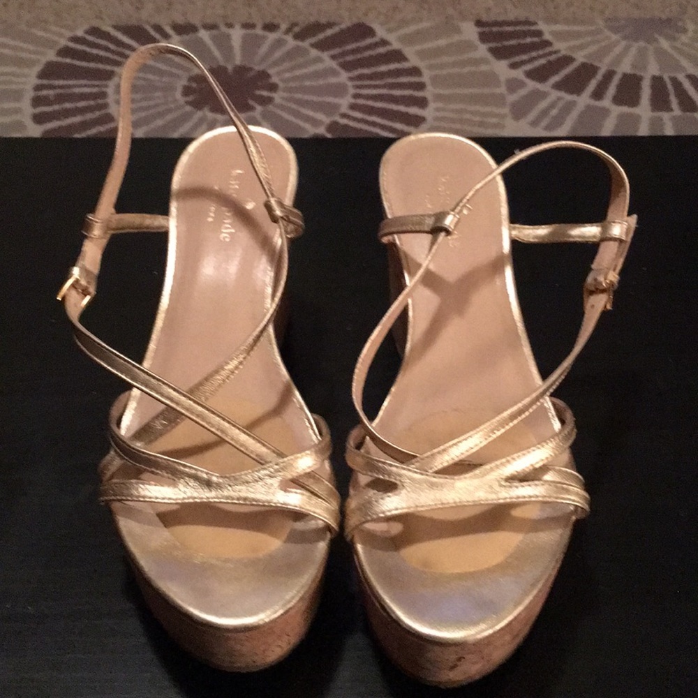 Kate Spade gold talanse wedge sandals